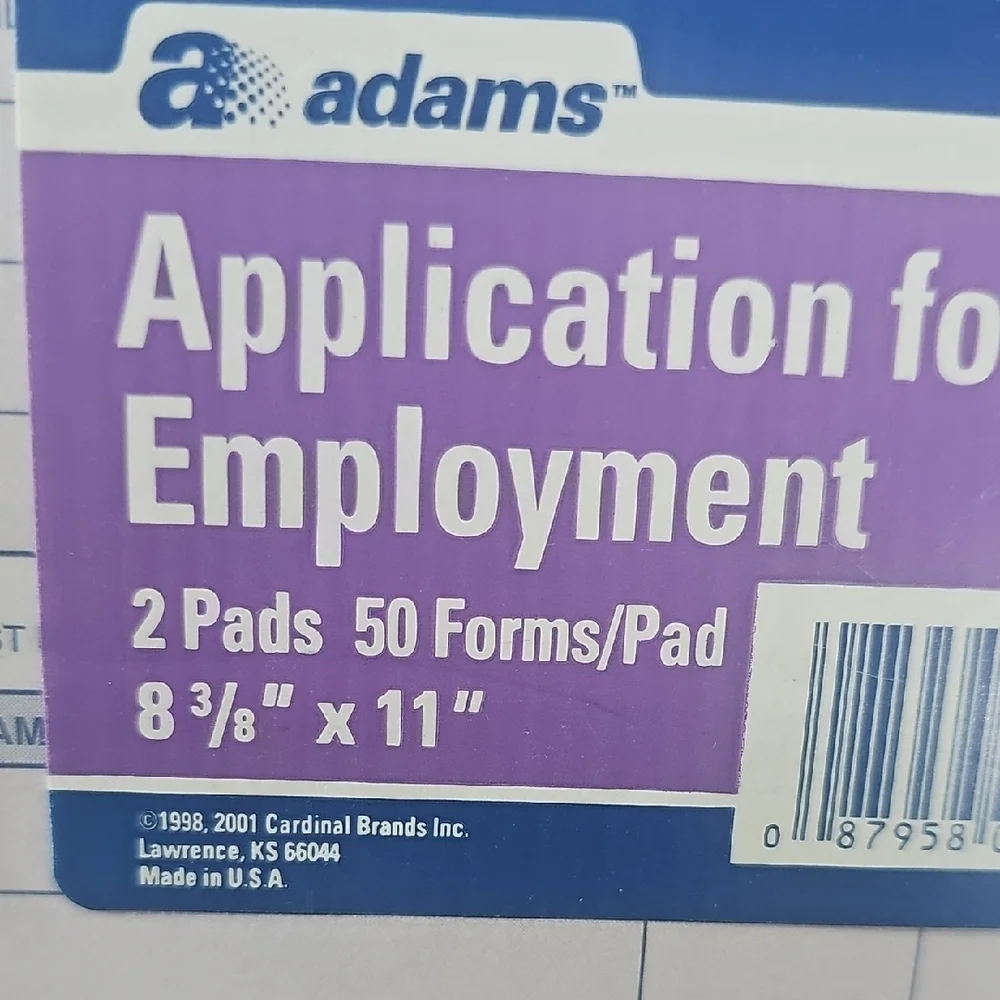 Adams NWT Application for Employment Forms – 2 Pack- 50 Sheets Per PAD
